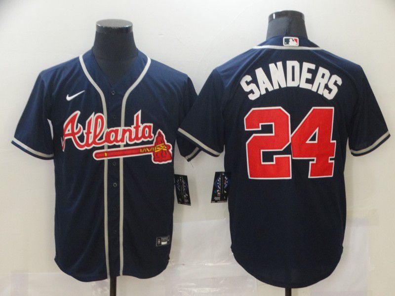 Men Atlanta Braves #24 Sanders Blue Game Nike MLB Jerseys->atlanta braves->MLB Jersey